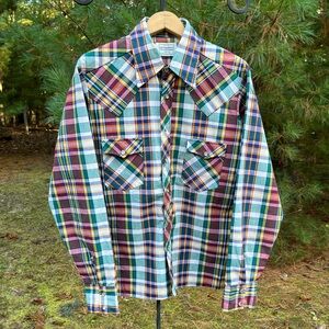 70s The County Seat Plaid Western Pearl Snap Shirt Cowboy